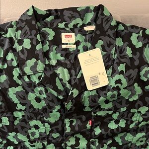 Levi's Black, Gray and Green Patterned Short Sleeve Shirt